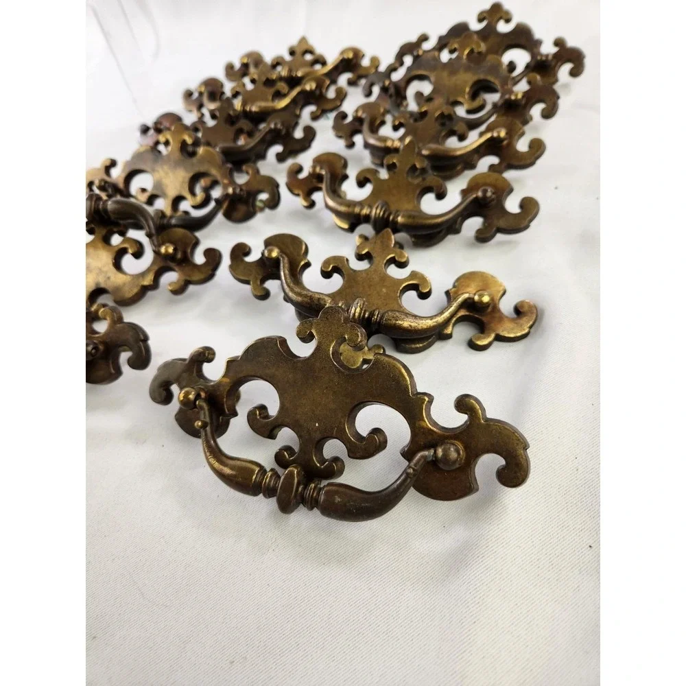 12 VINTAGE Keeler Brass Co KBC Chippendale Batwing Drawer Handles Pulls 2278